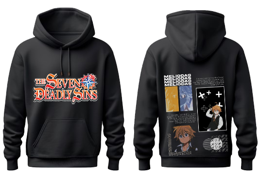 Anime Nanatsu no taizai seven deadly sins Oversize Hoodie Black Back 6