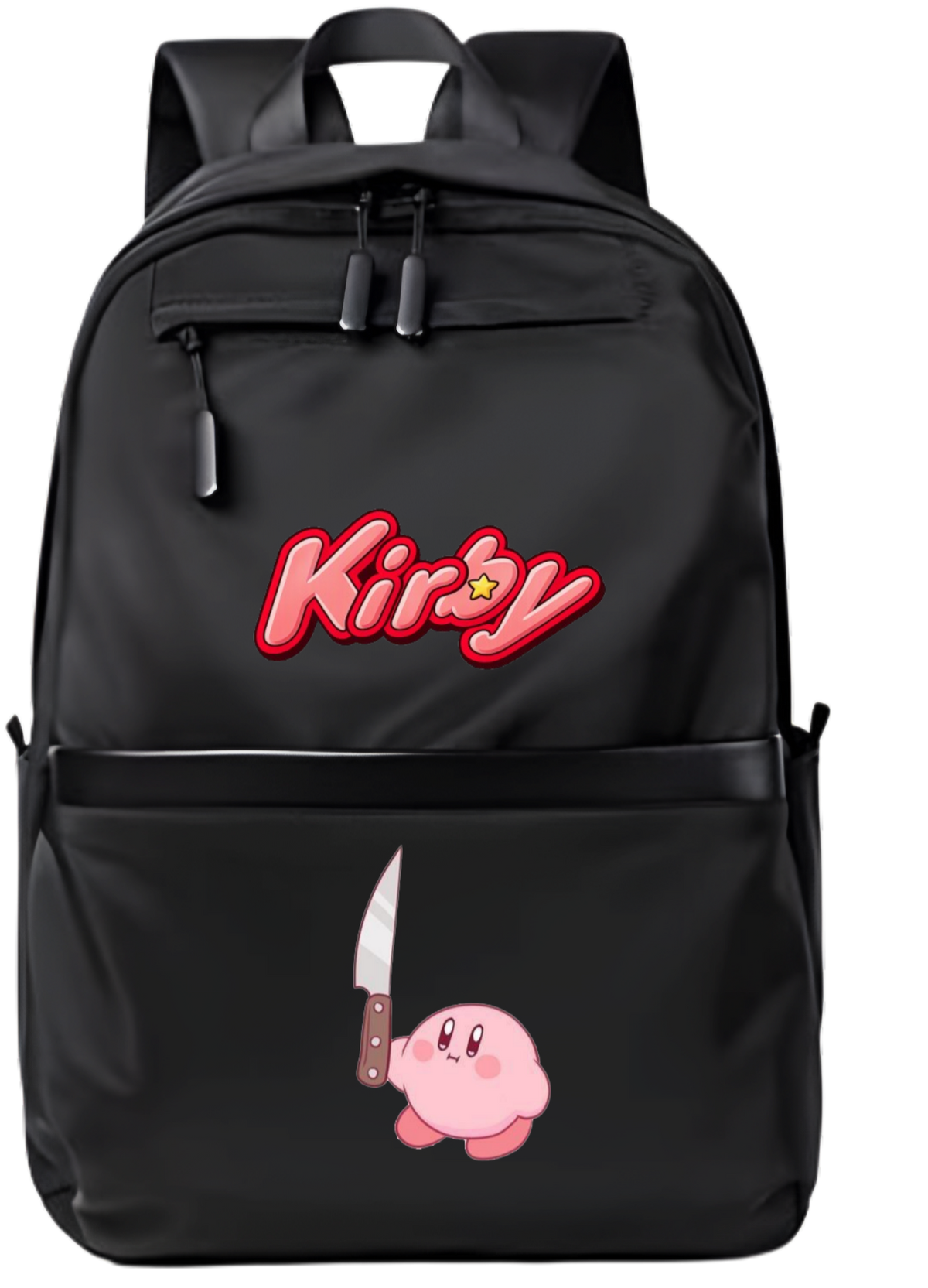 Kirby Backpack for Kids Teens, Cute Anime Cartoon Black School Bag, Casual Daypack Travel Bookbag for Boys and Girls 6