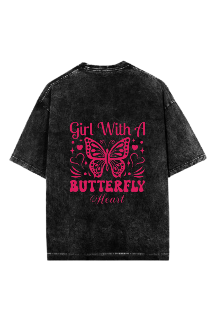 butterflies One Size t- shirt Washed Back 6