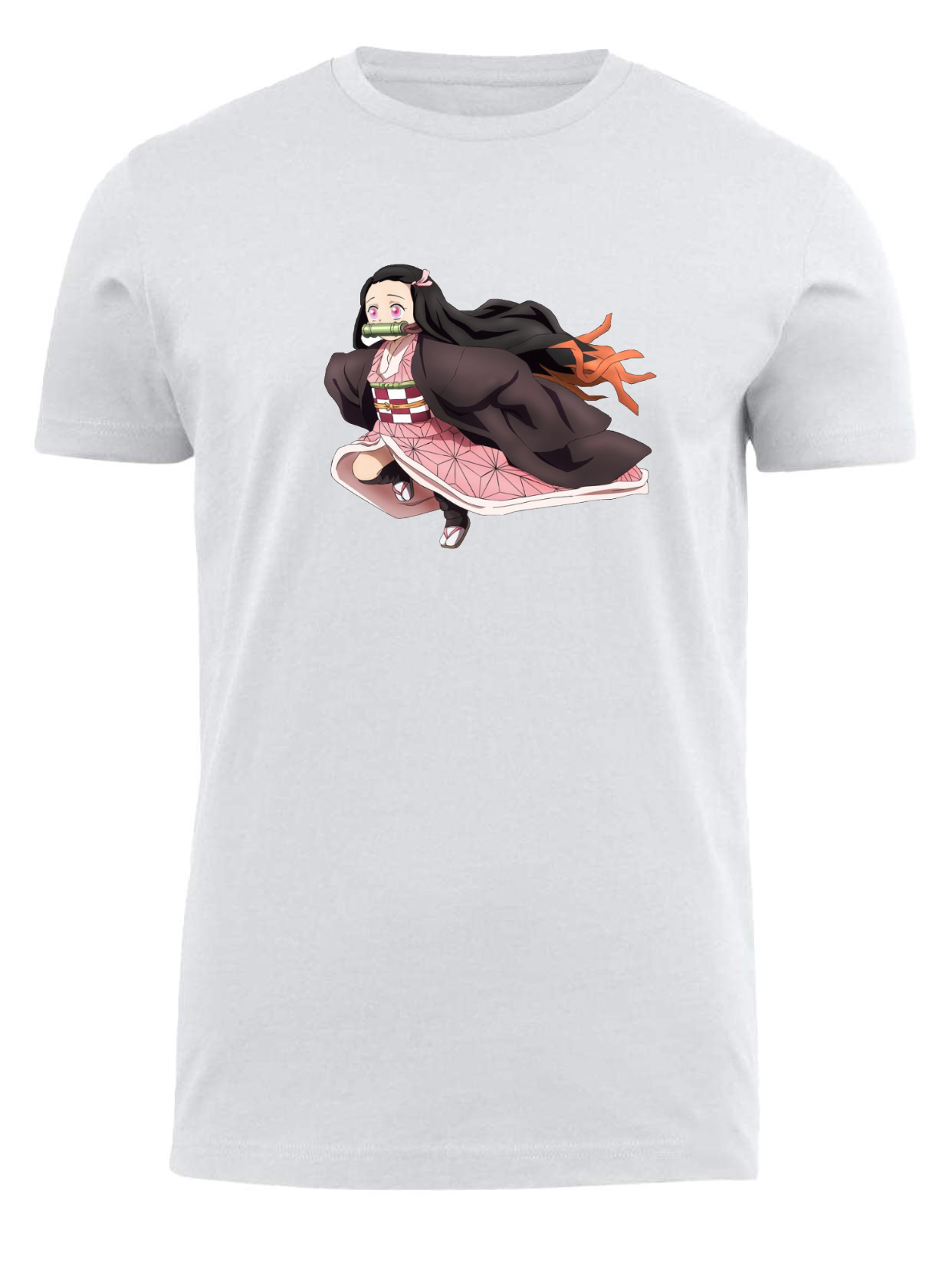 Anime Demon slayer nezuko tanjiro t- shirt fit White 6