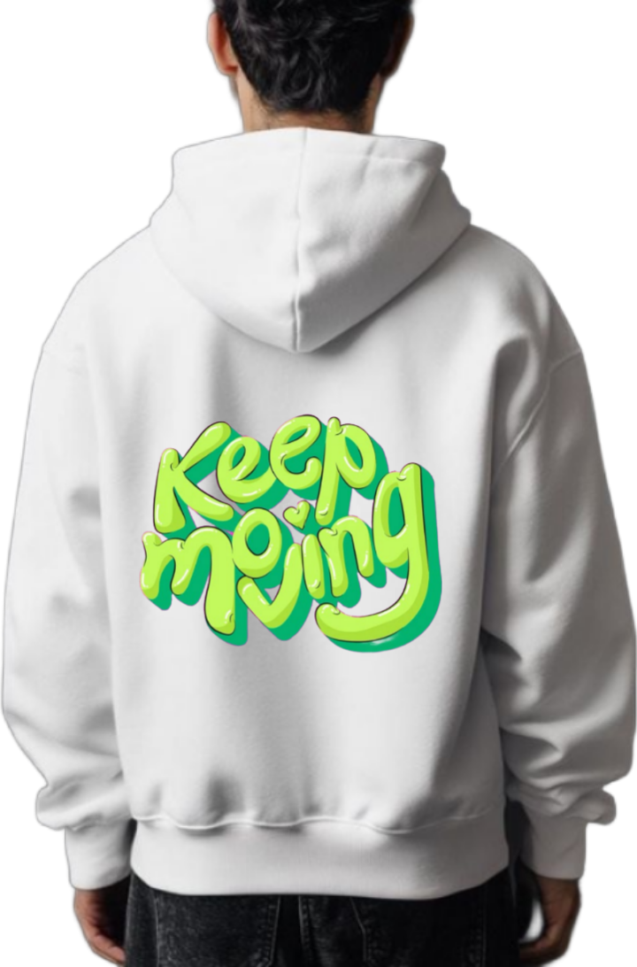 Keep Moving One Size hoodie White Back 6