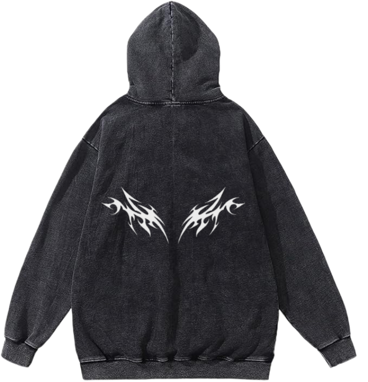 Goth Oversize Hoodie Washed gray Back 6