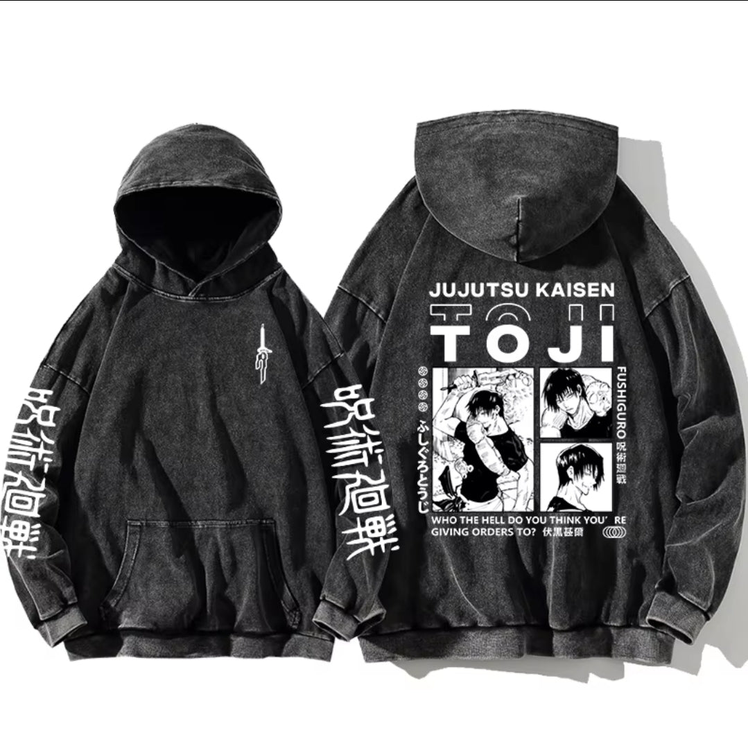 jujutsu kaisen GOJO Oversize Washd Hoodie gray 11