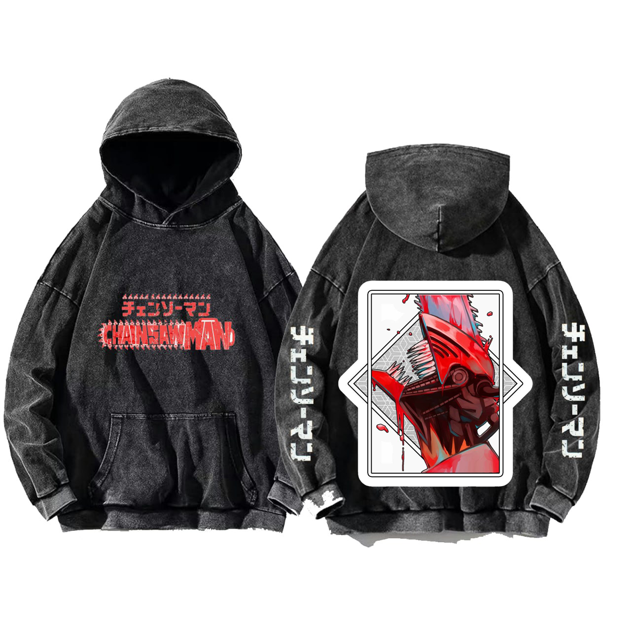 Chainsaw Man One Size hoodie Washed Back 6