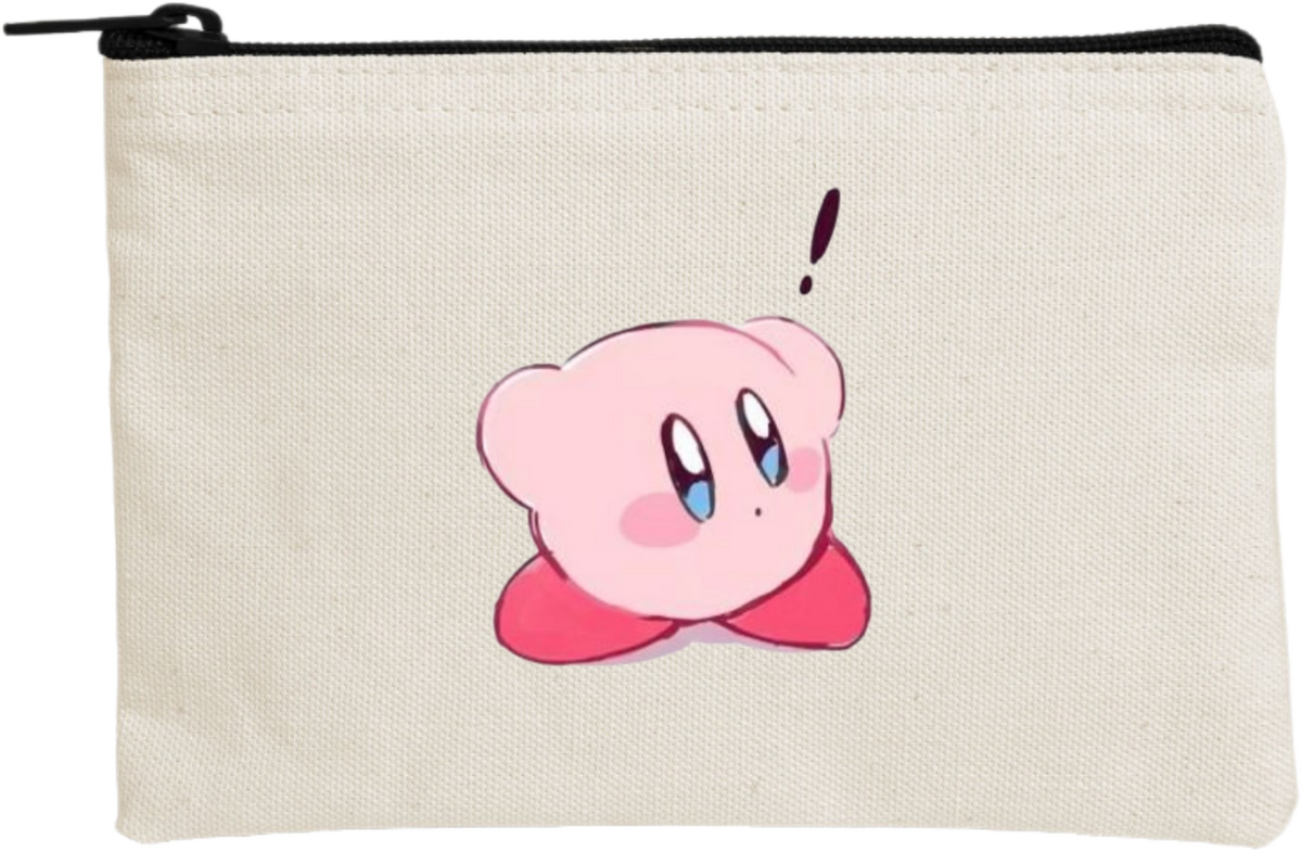 Kawaii Cute Kirby Canvas Makeup Pouch, Aesthetic Pink Anime Character Small Zipper Makeup Bag, Pencil Case, Travel Toiletry Pouch for Women and Girls 19