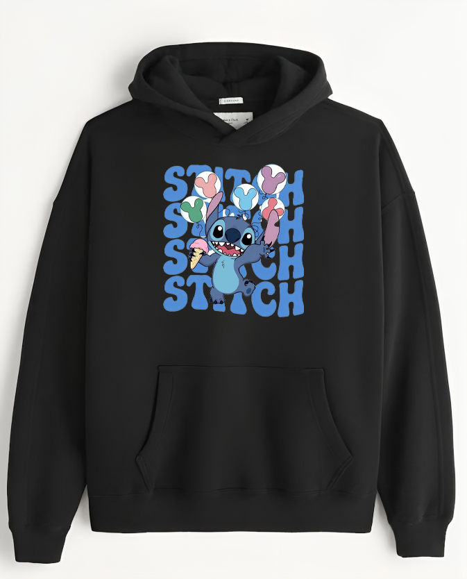 stitch Over Size hoodie Black 6