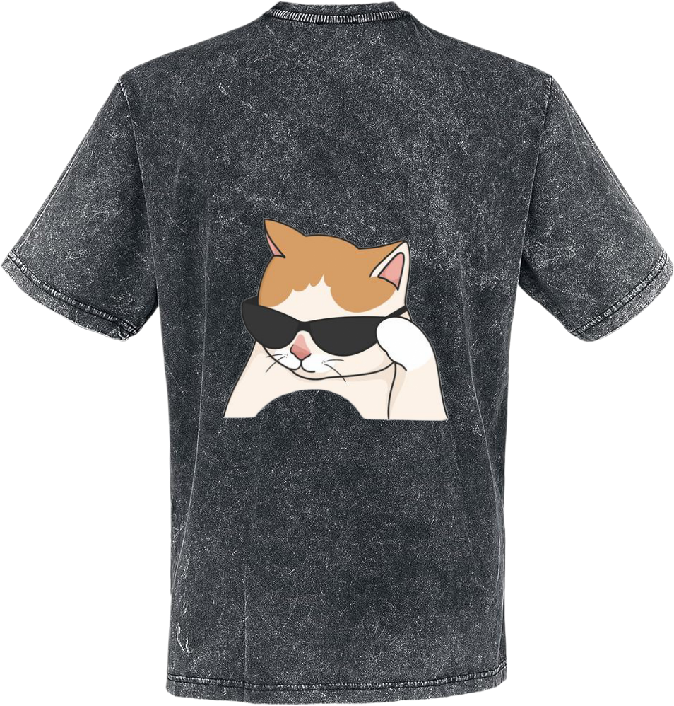 cat wearing sunglasses t- shirt One Size Washed Back 6