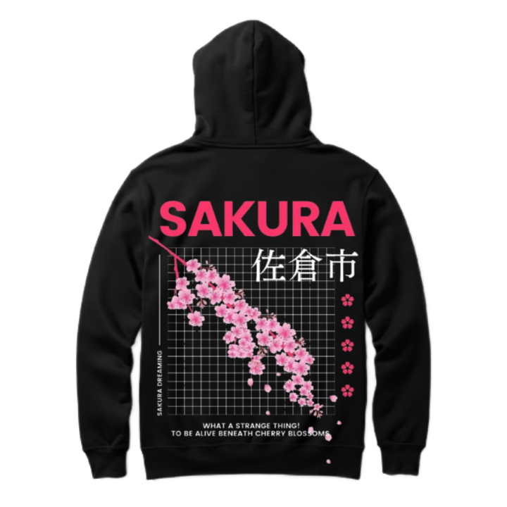 SAKURA Back text oversize hoodie back 70