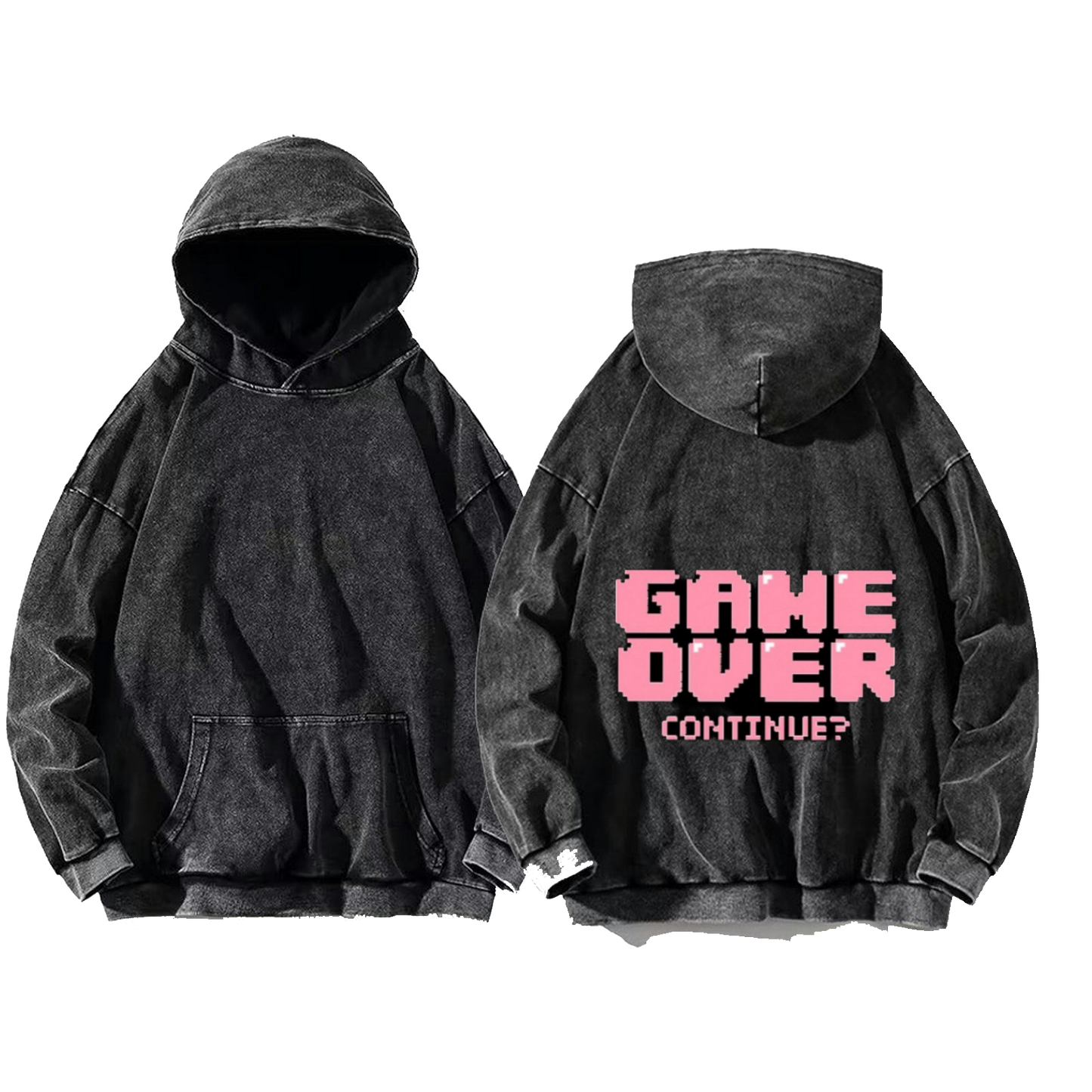 GAME OVER One Size hoodie Washed Back 59