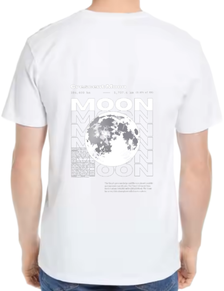 Crescent Moon Back text One Size t- shirt White Back 71
