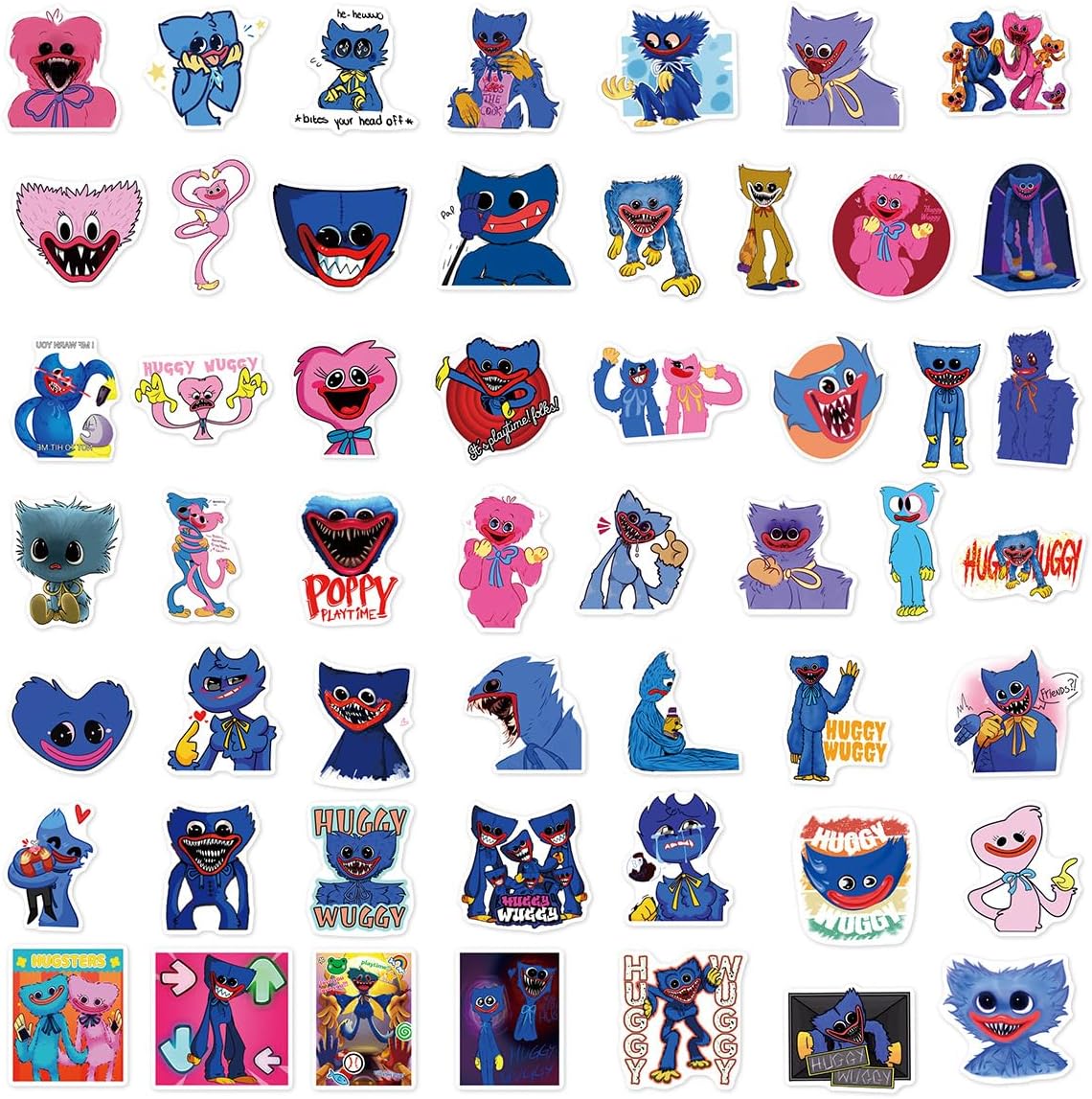 50Pcs Poppy Playtime Stickers Pack | Waterproof Cartoon Vinyl Decals for Laptop, Water Bottle, Skateboard, Journal, Phone Case