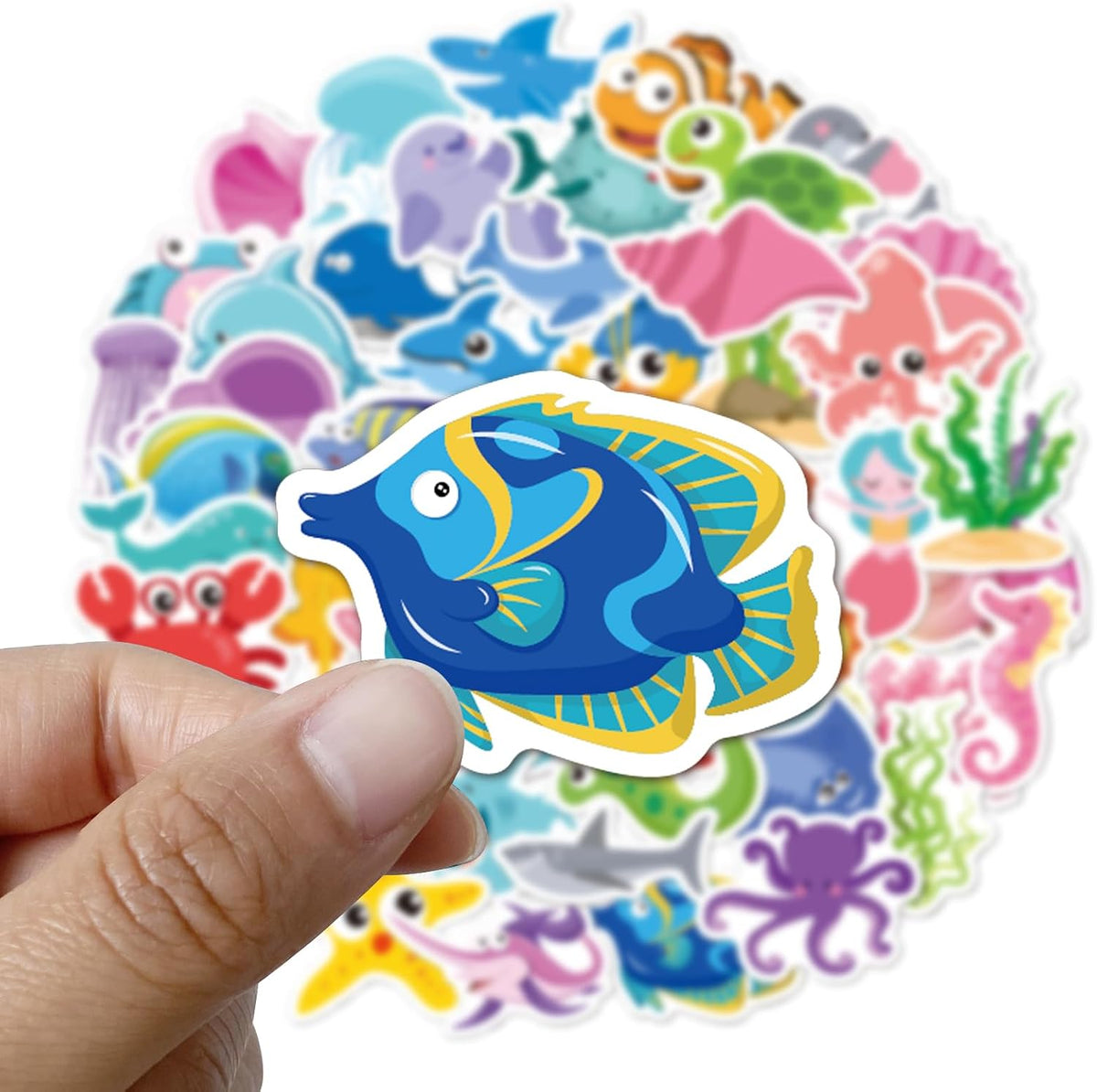 50 PCS Marine Creature Stickers Pack,Vinyl Cartoon Ocean Stickers for Kids,Waterproof Creative Sea Animal Decals Classroom Rewards Sticker for Water Bottles Laptop Scrapbooking Journaling