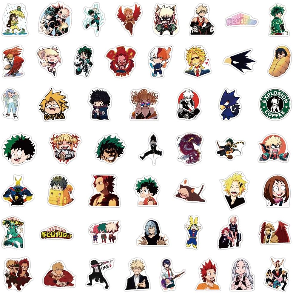 sxdaizjsym 50PCS My Hero Academia Stickers for Kids, Cute Anime Cartoon Waterproof Vinyl Decal for Teen Girl Adult Notebook Laptop Water Bottle Skateboard Guitar Travel Case Phone Bike