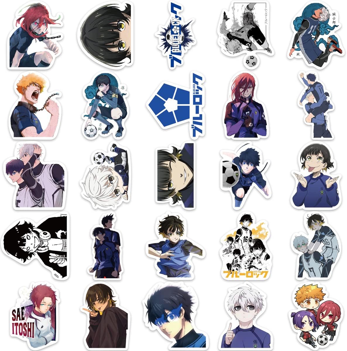 50Pcs Anime Stickers Pack, Vinyl Waterproof Anime Stickers for Water Bottles Skateboard Laptop Guitar Luggage Cars, Blue Lock Anime Theme Stickers for Adults Teens Kids (Anime)