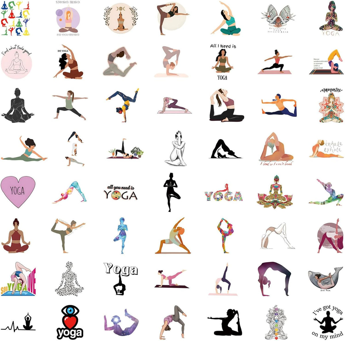 100PCS Yoga Stickers for Water Bottle,Yoga Gifts for Women Stickers Waterproof Bike Skateboard Luggage Decal Graffiti Patches Decal (Pink)