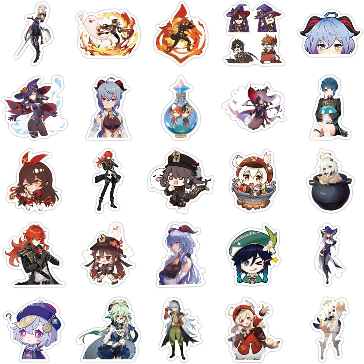 50pcs Genshin Impact Stickers, Cute Anime Cartoon Genshin Impact Game Waterproof Vinyl Decal for Teen Kids Laptop, Travel Case, Phone, Bike, Water Bottle, Guitar, Computer, Skateboard