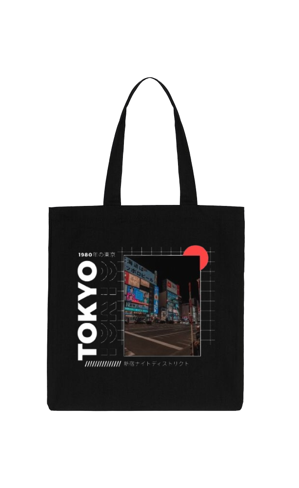 TOKYO Back text tote bag Black 72