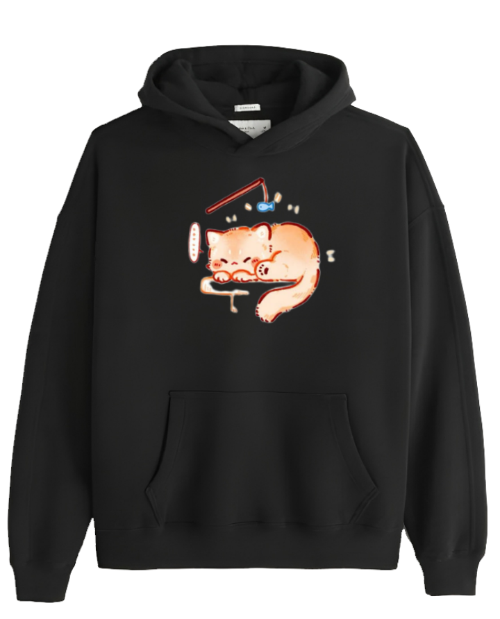 cat Oversize Hoodie Black 75