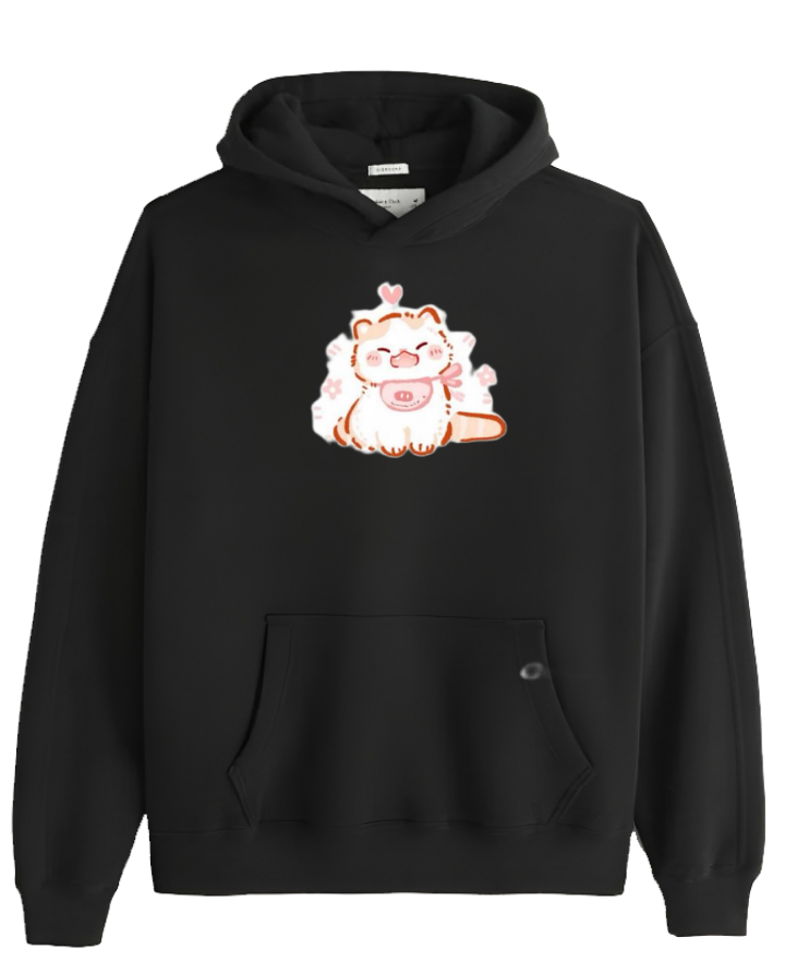 cat Oversize Hoodie Black 76