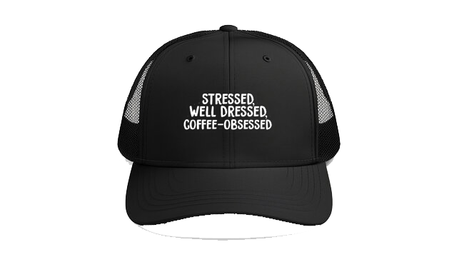 Baseball cap Black STRESSED, WELL DRESSED, COFFEE-OBSESSED 122