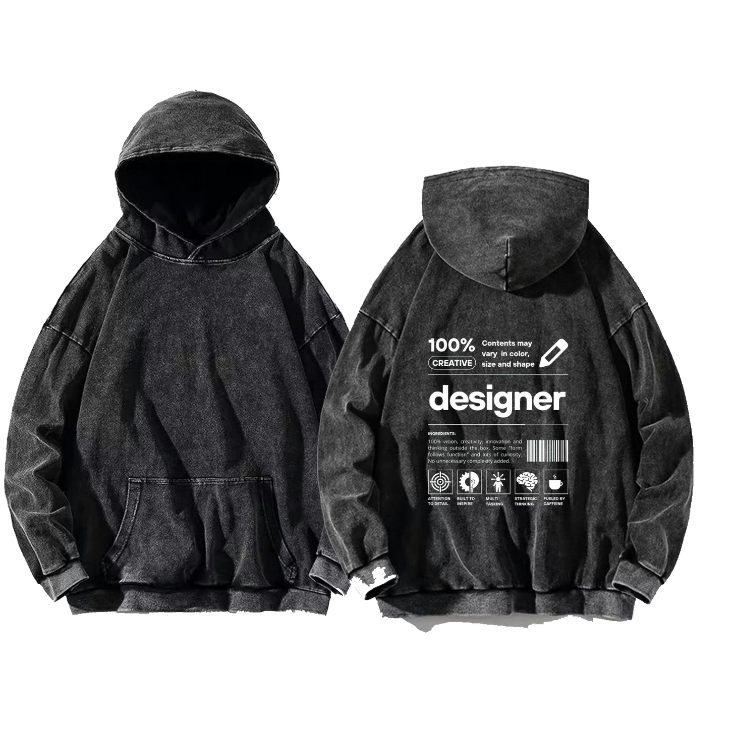 designer oversize hoodie Washed back 76