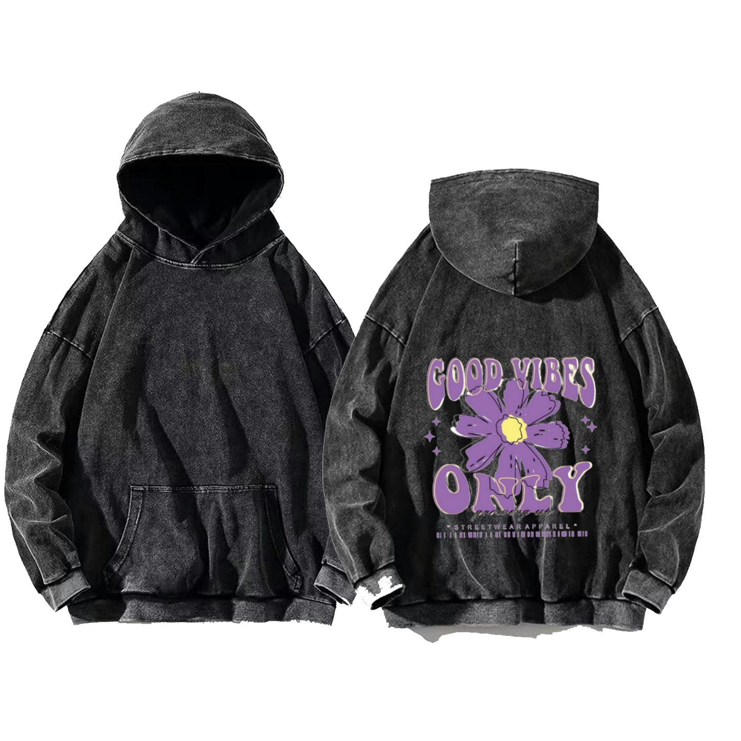 GOOD VIBES ONLY One Size hoodie Washed Back 61
