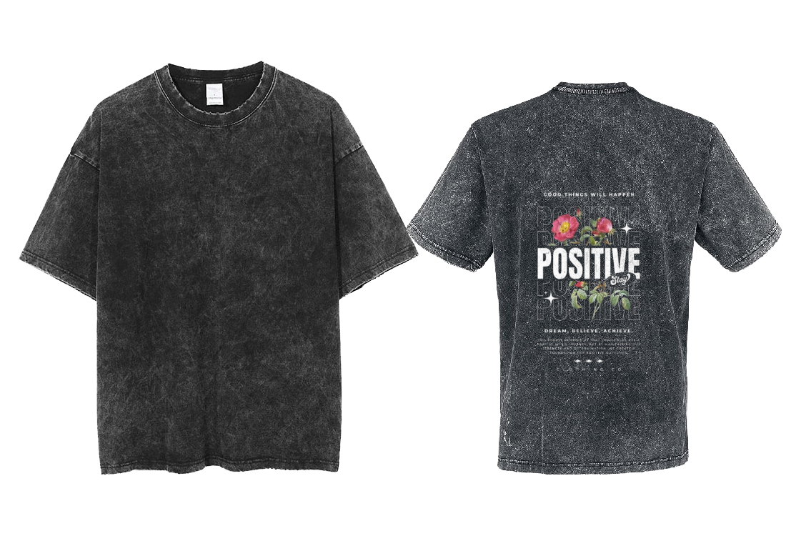 POSITIVE Slay Back text One Size t- shirt Washed Back 56