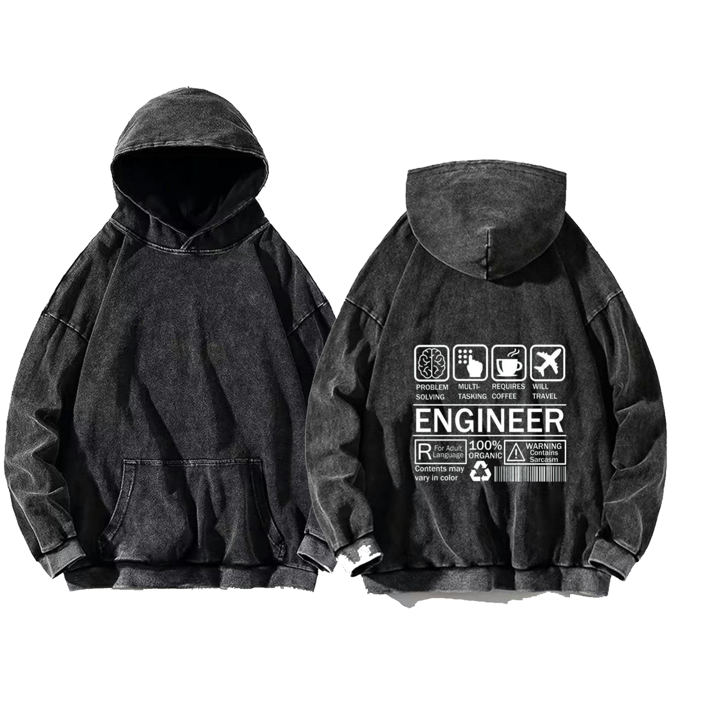 ENGINEER oversize hoodie Washed back 78