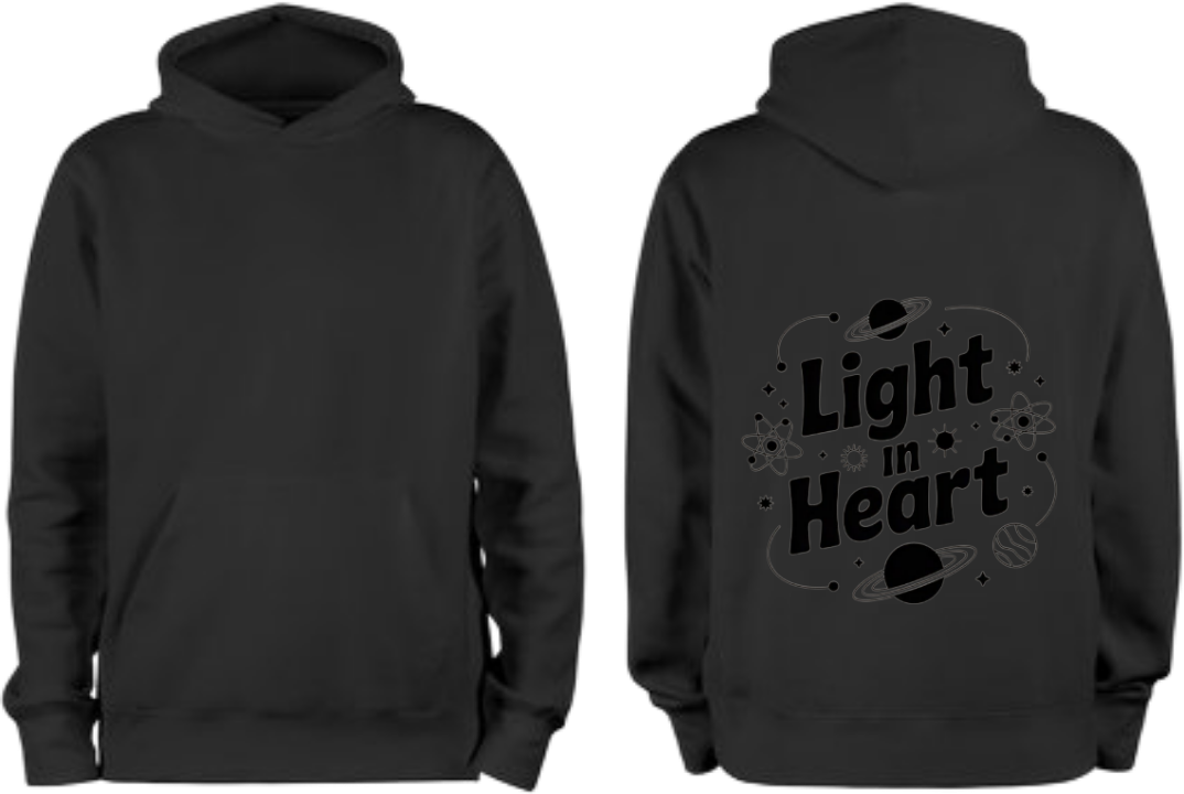Light in Heart One Size hoodie Black Back 7