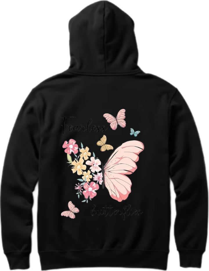 butterflies Oversize Hoodie Black Back 7