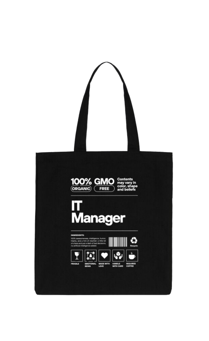 IT Manager Back text tote bag Black 122
