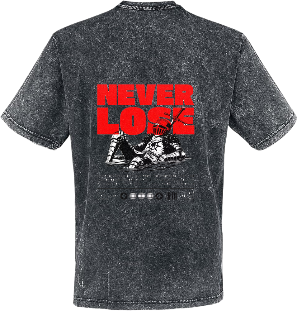 NEVER LOSE t- shirt Over Size Washed Back 104