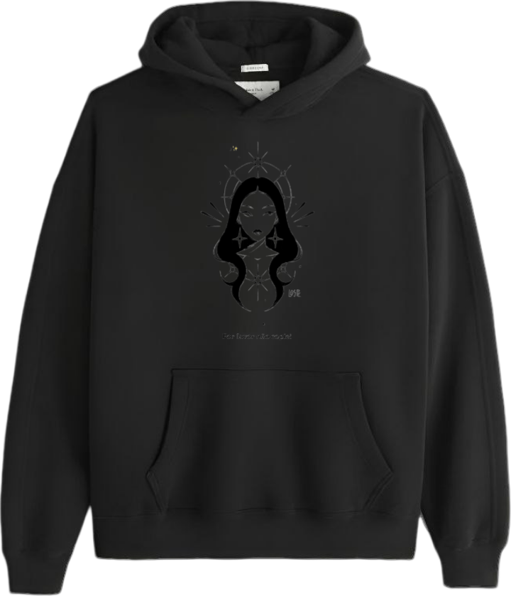 Celestial theme Over Size hoodie Black 7