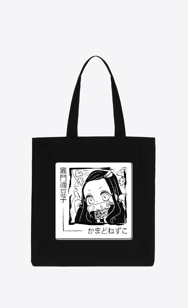 Anime Demon slayer nezuko tanjiro tote bag Black 7