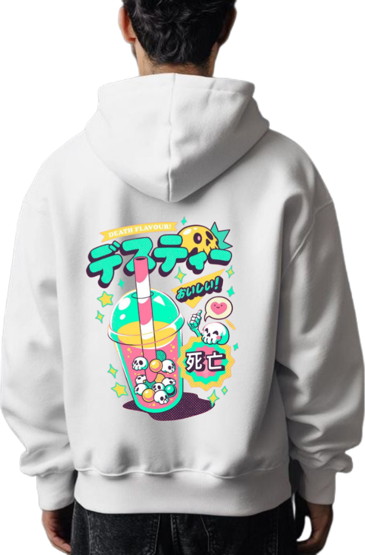 Death Tea Over Size hoodie White Back 7