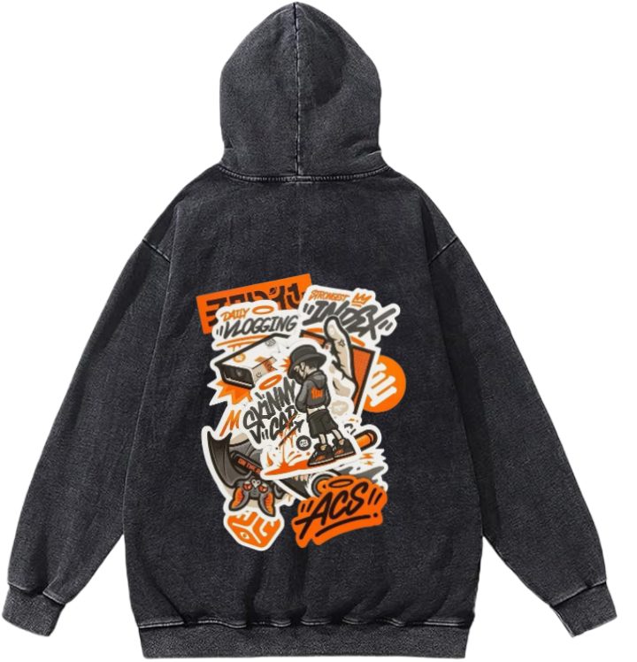 WLOGGING Over Size hoodie Washed Back 27