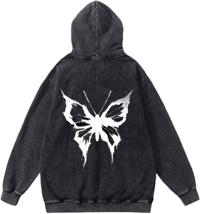 Goth Oversize Hoodie Washed gray Back 7