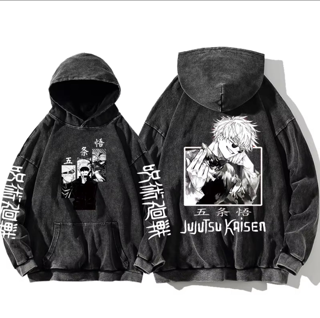 jujutsu kaisen GOJO Oversize Washd Hoodie gray 12