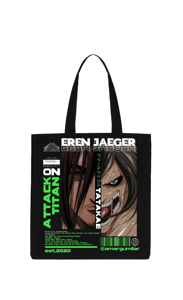 Anime Attack on titan shingeki no kyojin Aot Black tote bag 7