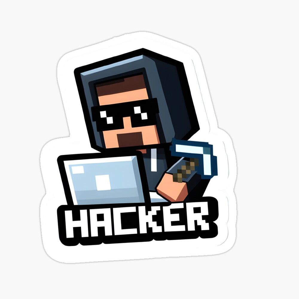 "Hacker" Pixel Art Vinyl Sticker - Cool Minecraft Inspired Gaming Decal for Laptop, PC Tower, Water Bottle & Kindle - Geeky Video Game Gift for Gamers & Kids