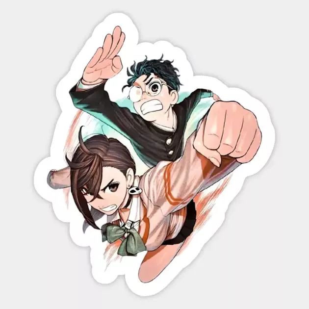 Dandadan Momo Ayase and Okarun Action Pose Anime Aesthetic Sticker, Cute Shonen Anime Art Decal for Laptop, Water Bottles, Journaling, Scrapbooking, and Planners