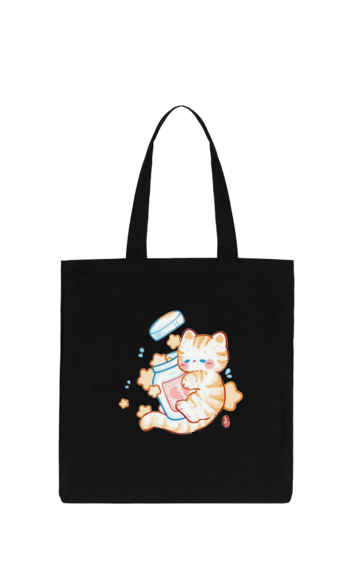 cat tote bag Black 80