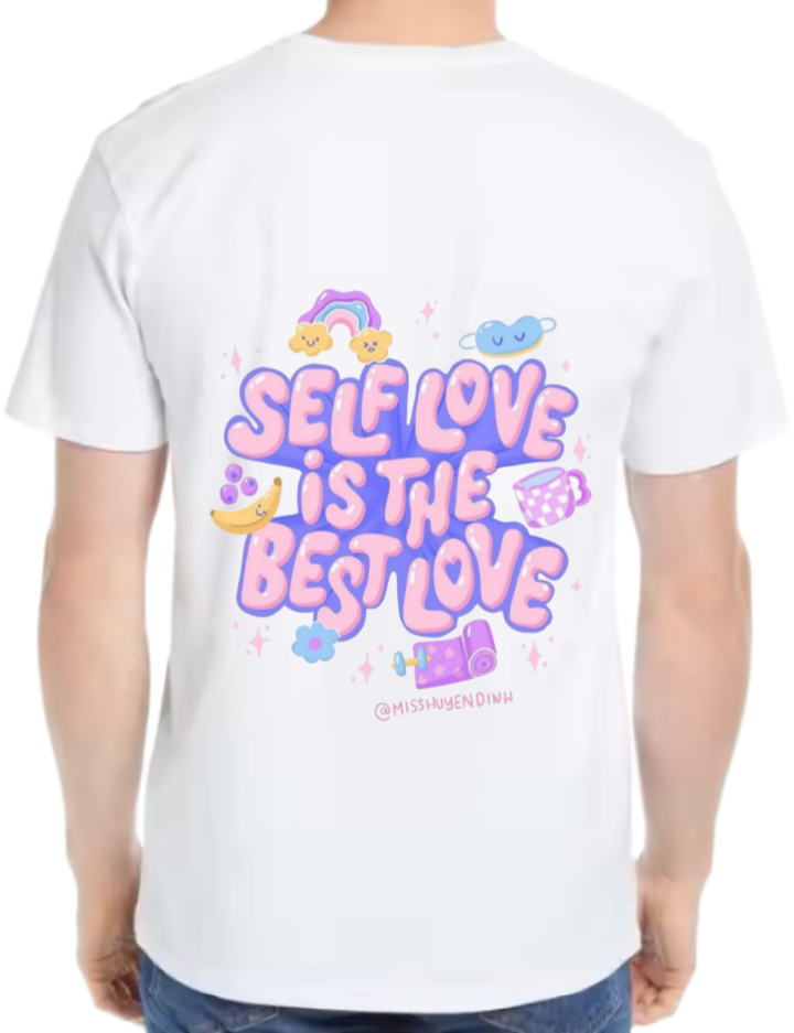 SELF LOVE IS THE BEST LOVE t- shirt One Size White back 80