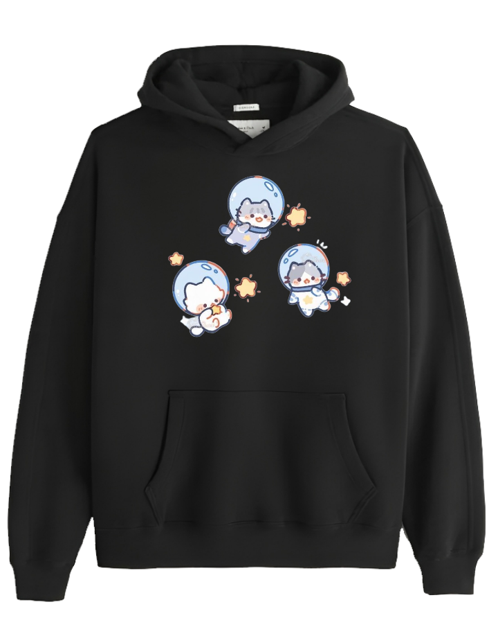 cat Oversize Hoodie Black 80