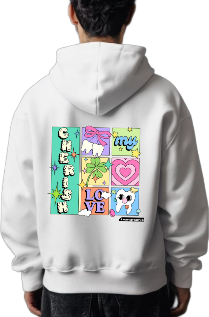 CHERISH One Size hoodie White Back 80