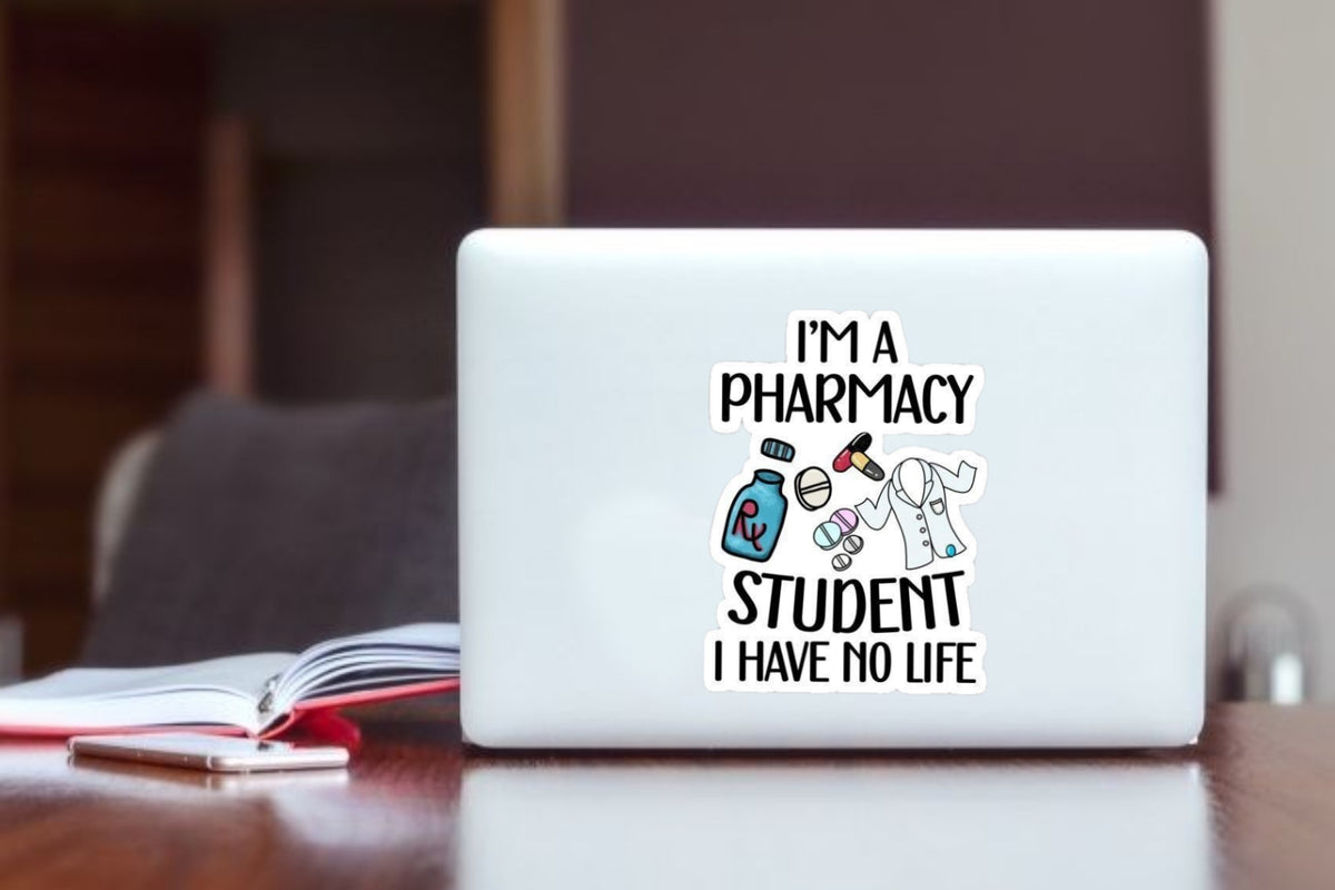 "Funny Pharmacy Student Sticker, Waterproof Vinyl Sarcastic Medical Decal for Laptop, Water Bottle, Hydro Flask, Skateboard, Luggage, Pharmacy School Gift