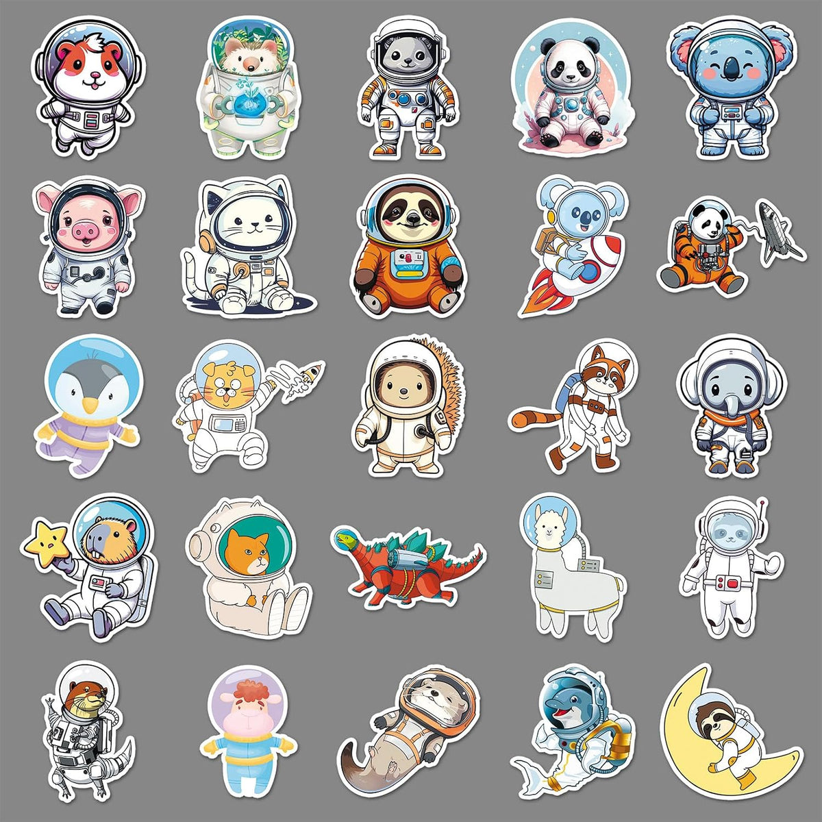 50 Pcs Astronaut Stickers for Laptop Water Bottles,Bicycle,Skateboard,Computer,Animal Astronauts Cute Style Decorative Stickers Waterproof Vinyl,Graffiti Stickers for Girls Boys Children Teens