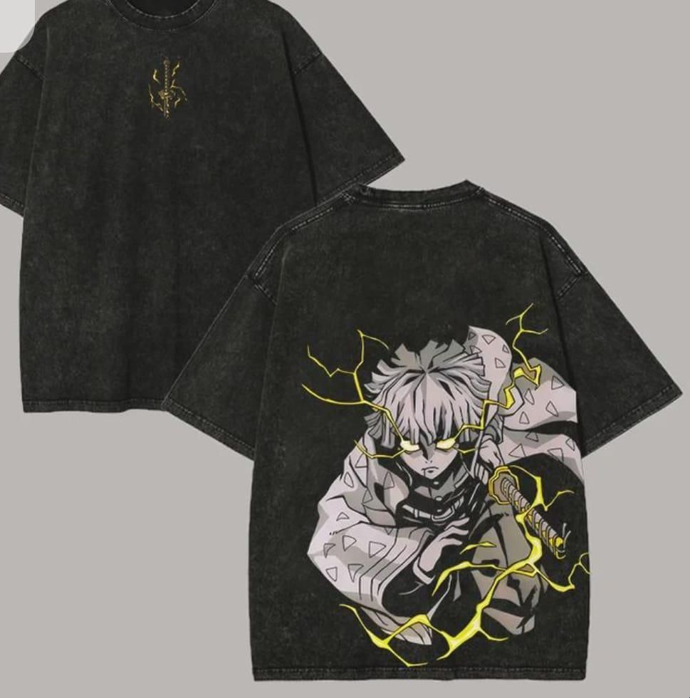 Demon Slayer t-shirt Over Size Washed Back 3