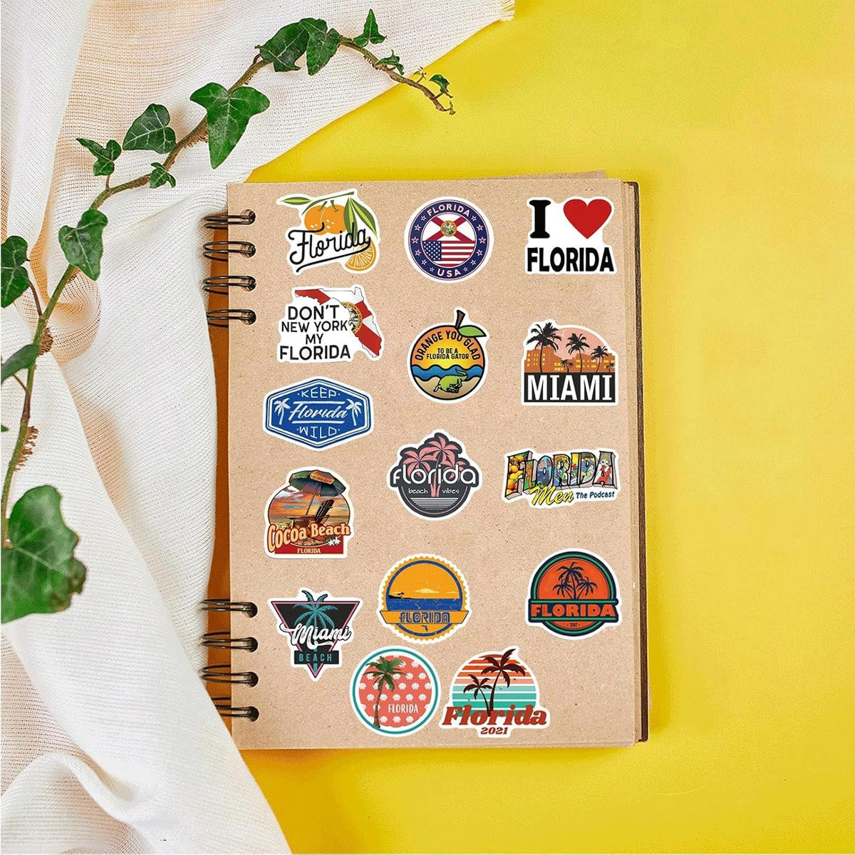 100PCS Florida Stickers,Cool Travel Stickers,Waterproof Vinyl Stickers for Water Bottles,Laptop,Luggage,Teens Adults,Keyboards,Backpacks,Skateboards,Luggage,Water Bottles,Scrapbooks
