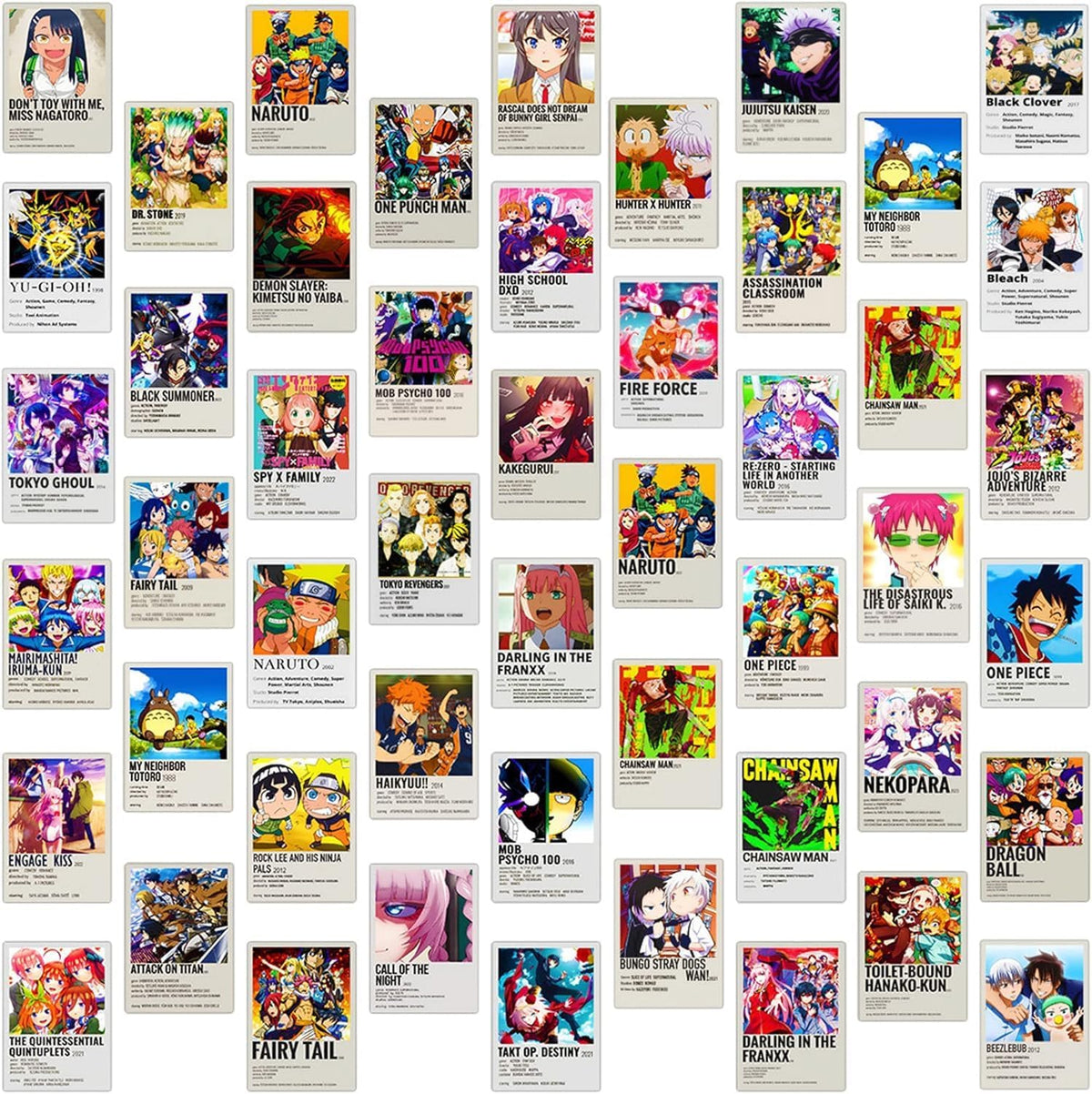 Tampics 25pcs Anime Stickers Japanese Cartoon Characters 6x9cm No Repeat